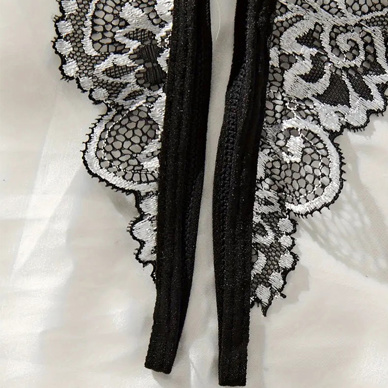 Hitam Panas Crotchless Wanita  - Sheer Bra Lace ulasan dan harga